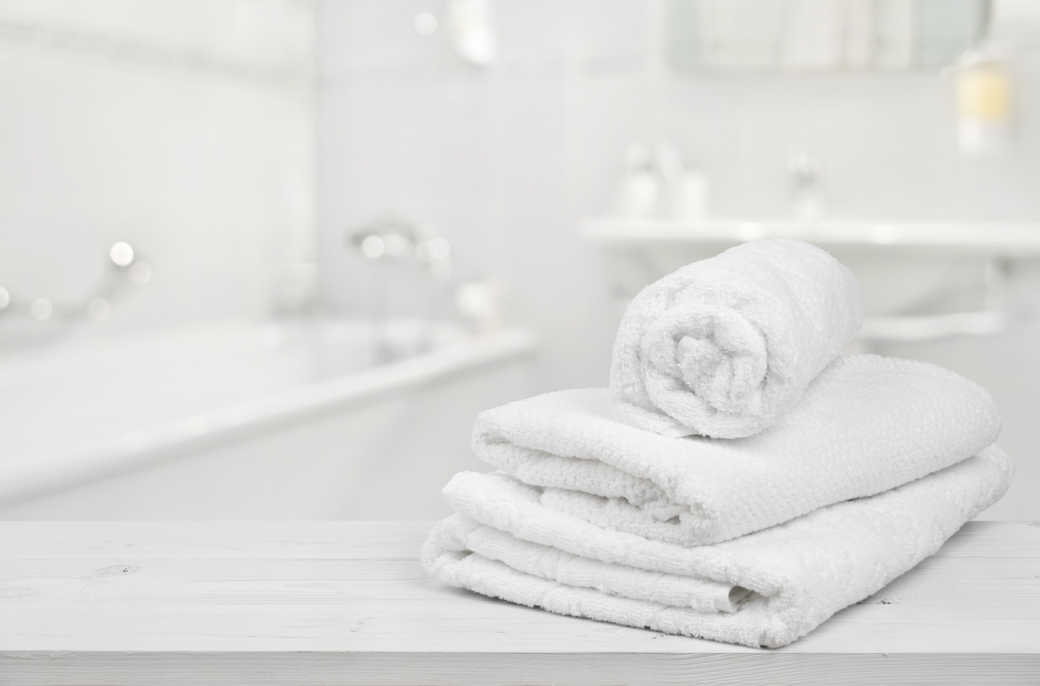 Stack Neatly Folded Clean Fluffy White Towels Isolated White Background  Stock Photo by ©Dr.Tsuker 195857506